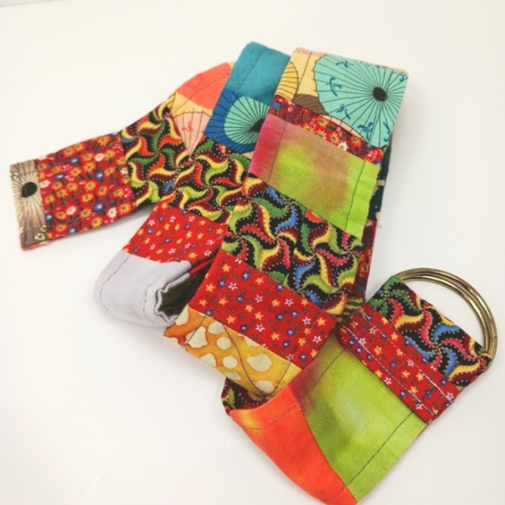 QUILTS BY MARA Cotton Patchwork Belt Calico & Asian Parasols Handmade NW…